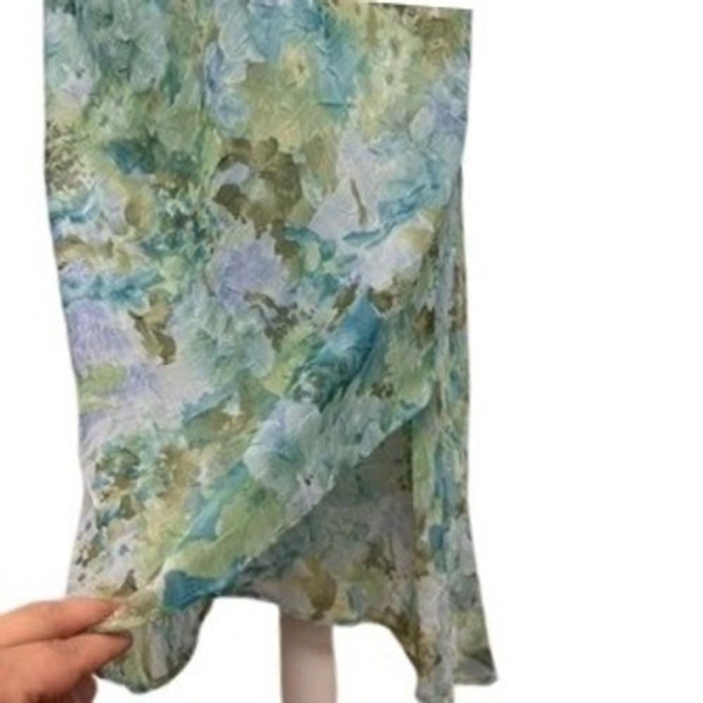 Vintage Floral Watercolor Skirt Set Womens 6P Short Sleeve Layered Garden Party - Picture 5 of 15